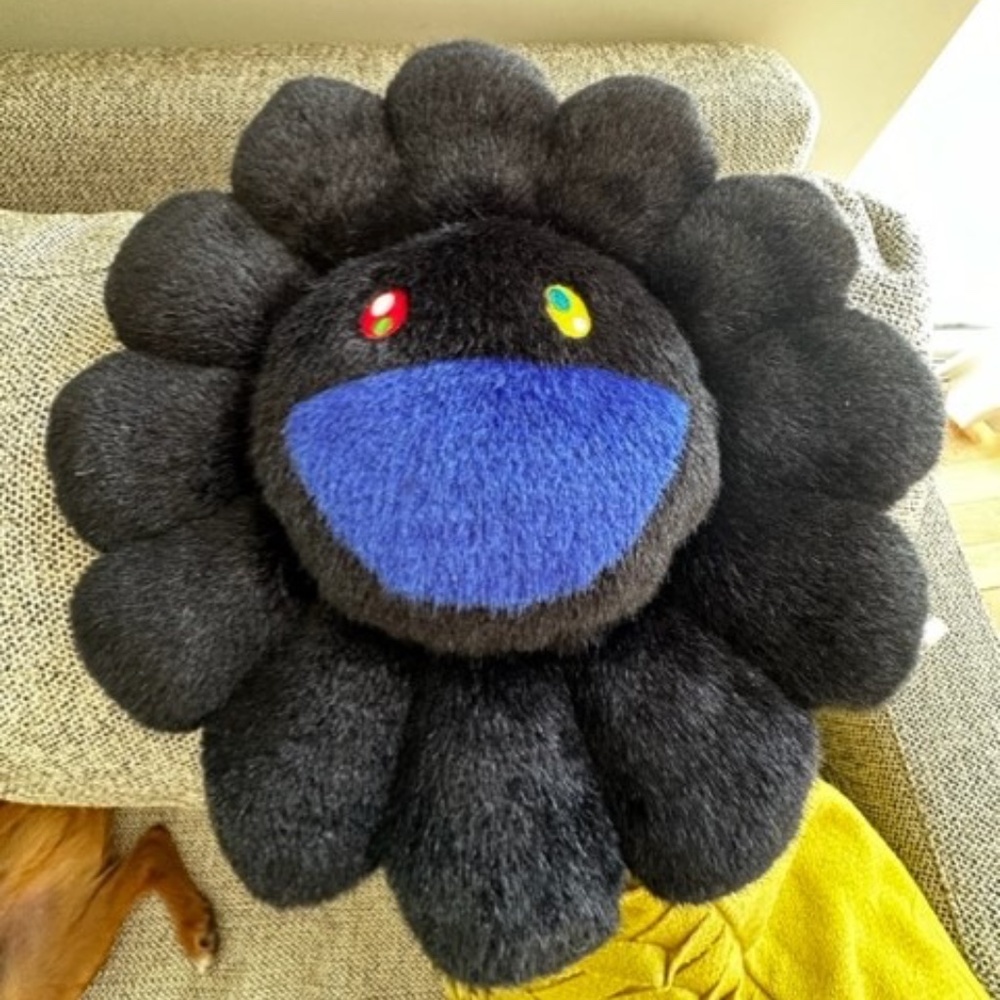 Takashi Murakami Black Flower Cushion Pillow 30cm - AUTHENTIC